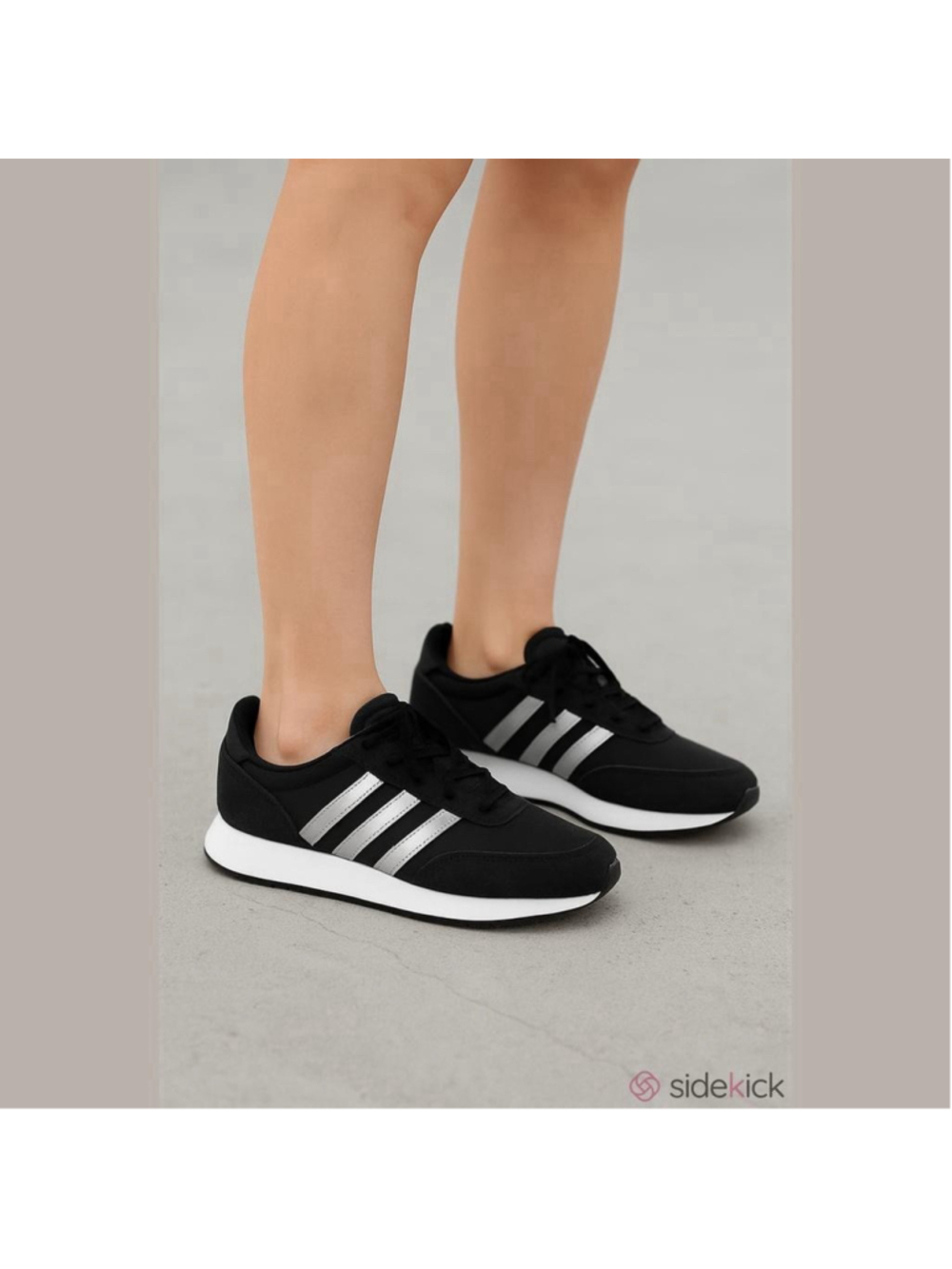 Adidas Run 60s 3.0 Sneakers Black Silver Retro Running Shoes Women's Size 8